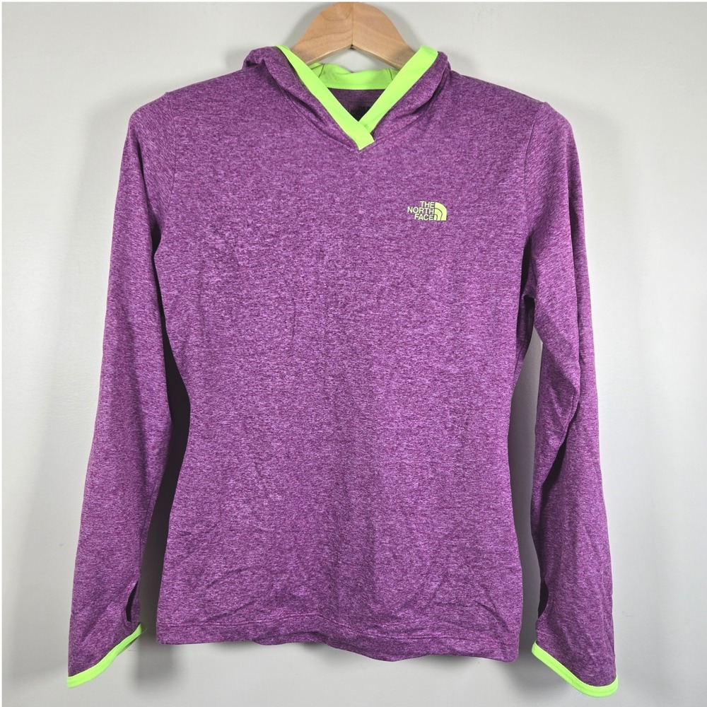 The North Face Hoodie Purple Neon FlashDry Running Pullover WMS SM